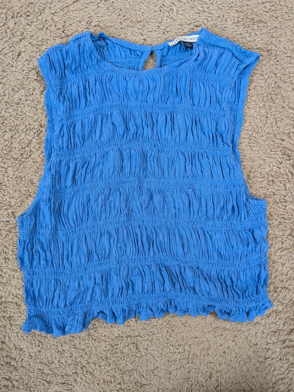 American Eagle Outfitters Royal Blue Smocked Tank Top Stretchy